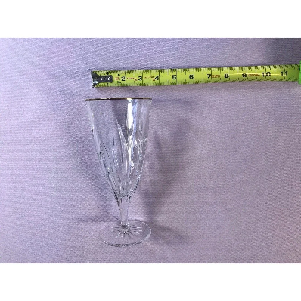 Cristal D'Arques Durand Cassandra Gold Rim Iced Tea 7 7/8 Goblets Set of 4